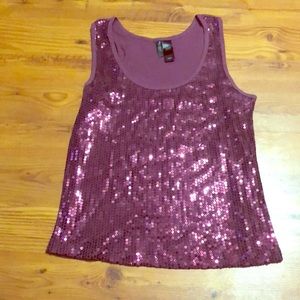 Sequined tank top maroon